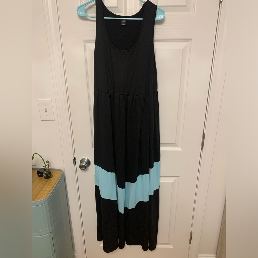 SHEIN Curve black and aqua maxi dress. Size 1X